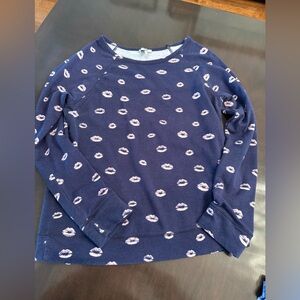 Joie Size M navy blue and pink lips sweatshirt